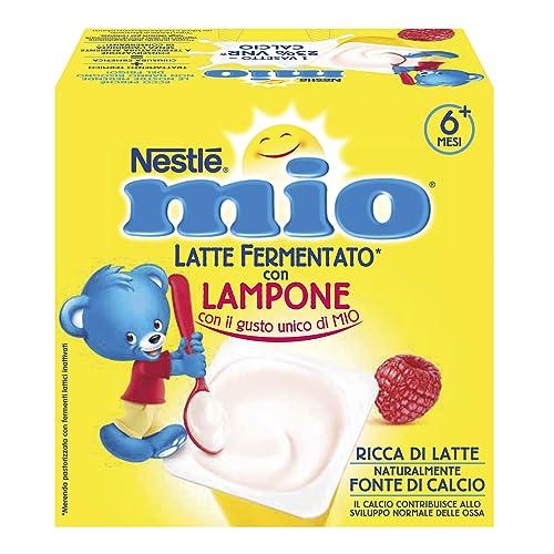 NESTLÉ MIO Merenda al Latte Fermentato Lampone, 4 Vasetti da 100g (400g)