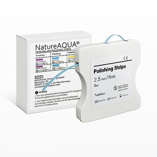 Carta vetrata dentale, striscia di lucidatura dentale, dimensioni – 2,5 mm di larghezza – 6 m/rotolo/scatola, NatureAqua resina denti lucidatura interdentale strumento di levigatura (blu)