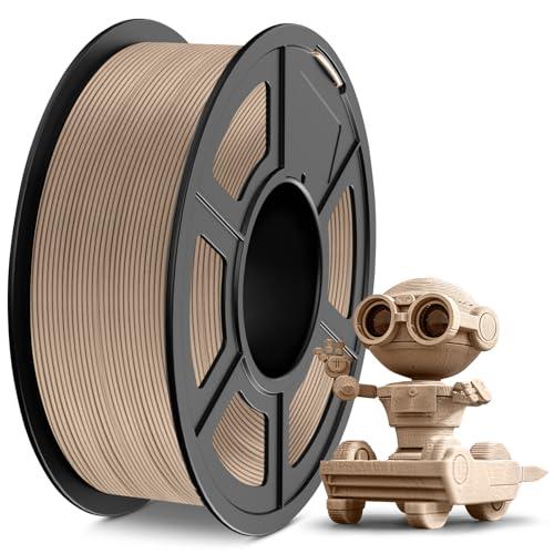 TECBEARS Filamento PLA 1.75 mm Legno 1KG, Filamento Stampante 3d Wood PLA Aggiungere il 15% di polvere di legno vero, Effetto Simil-legno, Precisione Dimensionale +/- 0.03 mm, Bobina da 1000g