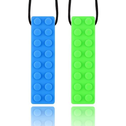 Vicloon Collana da Masticare, 2 Pezzi di Collana Da Masticre Sensoriale Teether Giocattoli da Masticare per Bambini, Migliori Strumenti per l'Autismo, Ciondolo per Masticare per Ragazzi e Ragazze