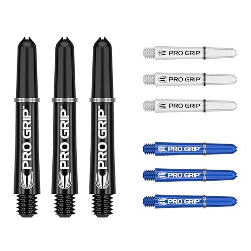 Target Darts PRO Grip Shafts - Set di 9 | 3 Colori, Nero/Bianco/Blu | Corto, 34mm | steli per Freccette, Accessori Professionali per Freccette, Multipack di steli 2BA con Anelli