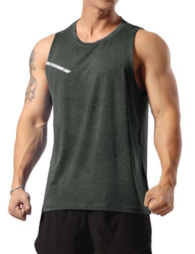 GYMAPE Canotte da Allenamento atletiche da Uomo Canotte da Corsa muscolose Senza Maniche Allenamento Asciugatura Rapida Gym Activewear Grigio L
