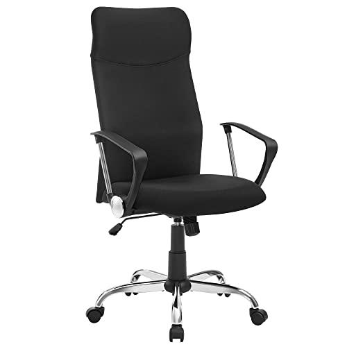 SONGMICS Sedia da Ufficio, Sedia da Scrivania Ergonomica, Girevole, Seduta Imbottito, Regolabile in Altezza e Inclinabile, Portata di 120 kg, Nero OBN034B01