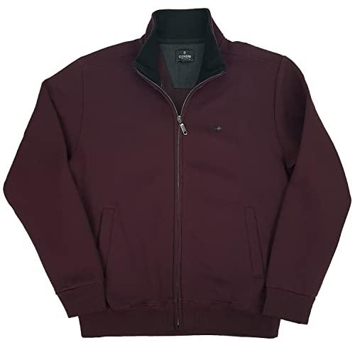Coveri Felpa Uomo Aperta Senza Cappuccio Zip Intera Invernale Felpata con Tasche Pesante (L - Bordeaux)