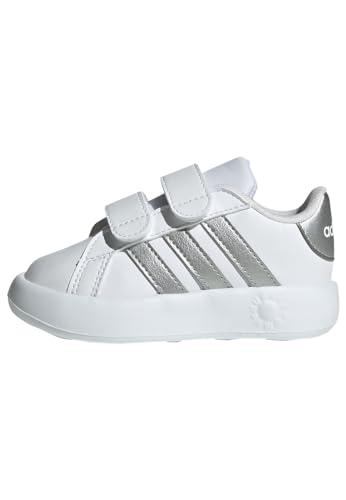 adidas Unisex - Bimbi 0-24 Grand Court 2.0 Shoes Kids, Cloud White / Matte Silver / Cloud White, 24 EU