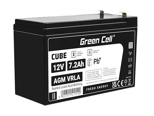 Green Cell Batteria AGM 12V 7,2Ah ricaricabile sigillata VRLA | Per UPS, allarmi, giocattoli elettrici, impianti solari, scooter, backup e uso ciclico senza manutenzione