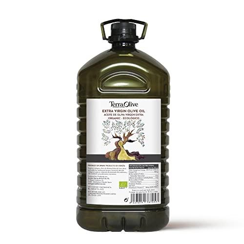 TERRAOLIVE - Olio extravergine di oliva biologico, olio da cucina, varietà di olive, corpo liscio, provenienza Spagna, Montes de Toledo, contenitore in PET riciclato - 5L