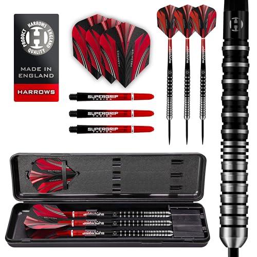 Harrows Predator Set di freccette con punta in acciaio al tungsteno al 90% 22g, 23g, 24g e 25g - Include impugnatura Ultra Traction, aste Supergrip Fusion, alette Prime e custodia da viaggio 22g
