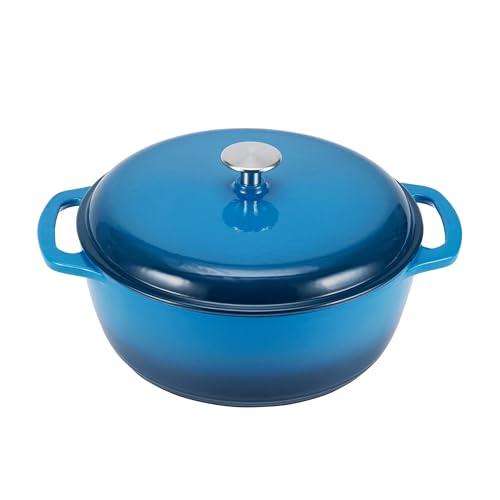 Amazon Basics Casseruola in ghisa smaltata, Rotondo, 5.7 L, Blu