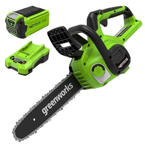 Greenworks G40CS30IIK2 Motosega a Batteria, Lunghezza Barra 12 Pollice (30cm), Velocità Catena 4,2m/s, 2,6kg, Auto-Lubrificante, Batteria 40V 2Ah e Caricabatterie, Garanzia 3 Anni