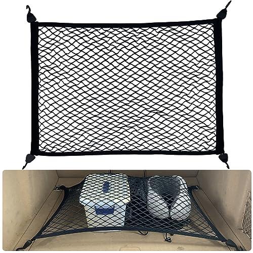 Fousenuk Rete per Cani Auto Portaoggetti Bagagliaio, Rete Elastica, Elastico con 4 Ganci 80×60cm può Essere Estesa Fino 160×120cm, Rete Soffitto Tetto Organizer, Truck Tronco Reti Car Van, Universale