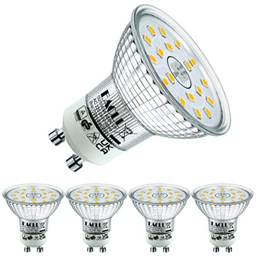 EACLL Lampadine LED GU10 4.9W Equivalente a Alogena 75W, Pacco da 4, 585lm Luce Bianco Neutro 4000K, Faretti AC 230V senza Sfarfallio, Angolo a Fascio 120° Spot, Non Dimmerabile Lampade Riflettore