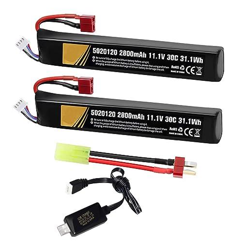 Batterie softair 11,1 V 30C 2800 mAh batteria lipo airsoft Deans T Plug con caricatore USB, per cavo Mini Tamiya batterie ricaricabili per pistola Airsoft modello splatrball accessori-2 pezzi