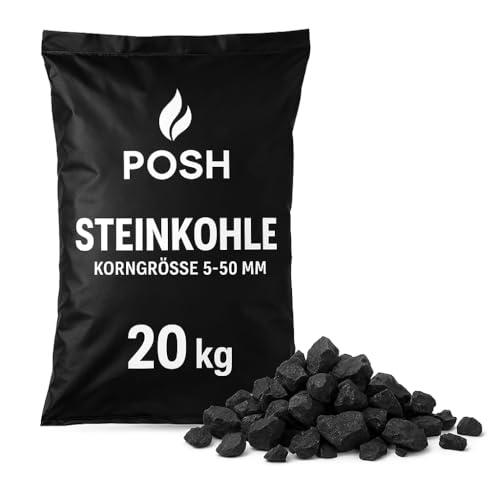 POSH Carbone di carbone fine, 5-50 mm, 20 kg, combustibile di alta qualità per forno, caldaie e impianti a combustibile solido, basso contenuto di cenere, alto potere calorifico