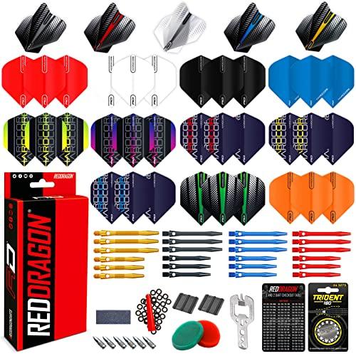 RED DRAGON Freccette – Pro Aluminium Accessory Pack – Include alette per freccette, aste, cera per presa delle dita, salva-alette e altro ancora – Accessori professionali per freccette