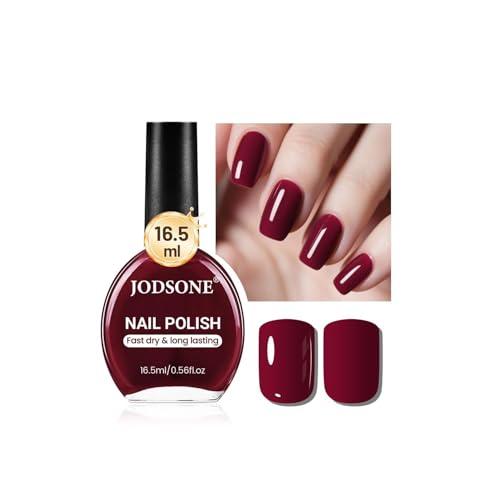 JODSONE Smalto rosso scuro da 16,5 ml, grande volume, ad asciugatura rapida, lucentezza di lunga durata, unghia per unghie, nail art, fai da te, per la casa, i viaggi, le unghie