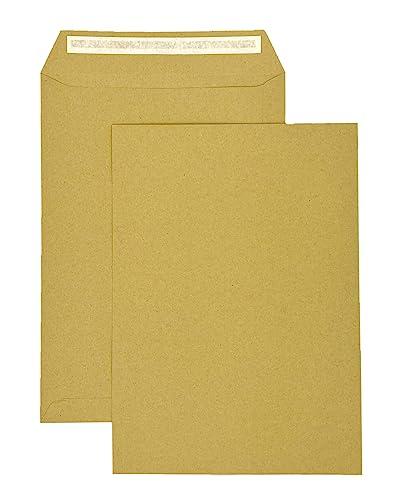 PAKNOR 50 buste per lettere, formato DIN C4, 229 x 324 mm, 90 g, senza finestra, chiusura adesiva, formato A4, colore marrone