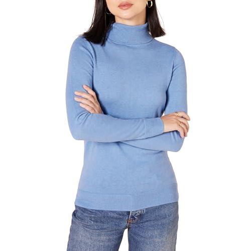 Amazon Essentials Maglione A Collo Alto E Maniche Lunghe Leggero con vestibilità Classica (Taglie Forti Disponibili) Donna, Blu Fiordaliso, L