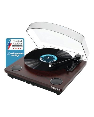 Giradischi Bluetooth 5.3 con Casse Integrate – Majority Moto, Lettore Vinile Vintage, Cartuccia AT, Registrazione USB, AUX/RCA, Adattatore 45 Giri