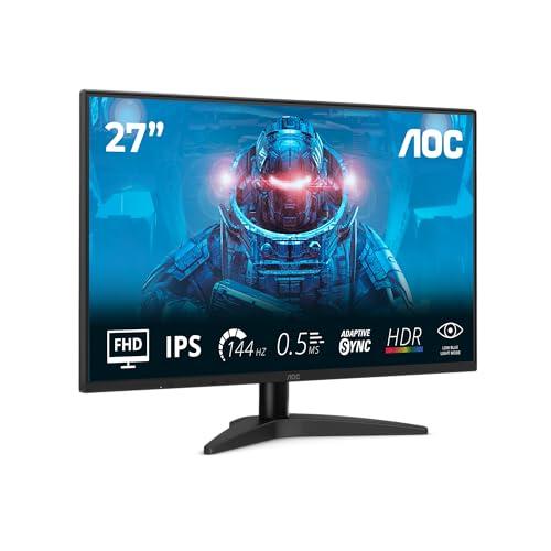 AOC Monitor da gioco 27B36X da 27 pollici FHD, 144 Hz, IPS, MPRT da 0,5 ms, sincronizzazione adattiva, HDR10, (1920 x 1080, HDMI 1x 1.4, DP 1x 1.4), nero