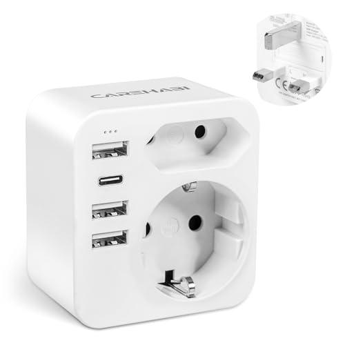 Adattatore Presa Inglese, Adattatore UK con 3 USB-A e 1 USB-C, adattatore tipo G, Adattatore Spina Irlandese, Spina Tpo G per Inghilterra/Scozia/Irlanda/Dubai/Maldive