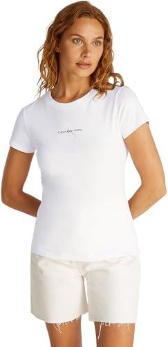 Calvin Klein Donna T-Shirt Maniche Corte Gradient Monologo Tee Slim Fit, Bianco (Brilliant White), S