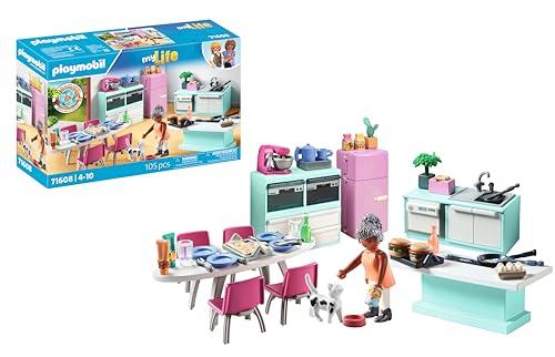 PLAYMOBIL myLife 71608 Cucina con isola, cucina attrezzata per dettagliati giochi di ruolo, realizzato con oltre l'80% di materiali riciclati e biobased, giocattolo per bambini dai 4 anni in su