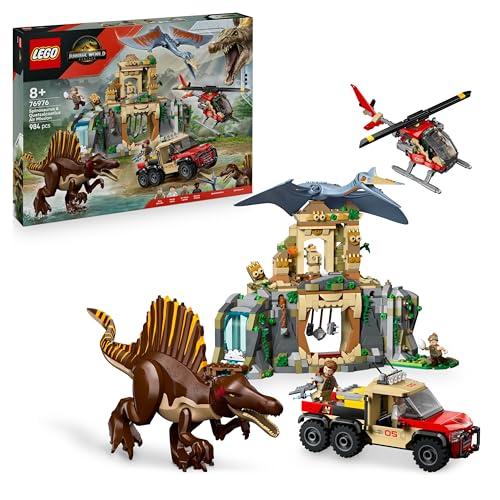 LEGO Jurassic World Missione Aerea con Spinosauro e Quetzalcoatlus - Include 2 Dinosauri Giocattolo, un Elicottero, un Camion e 4 Minifigure - Regalo per Bambini e Bambine da 8 Anni in su - 76976