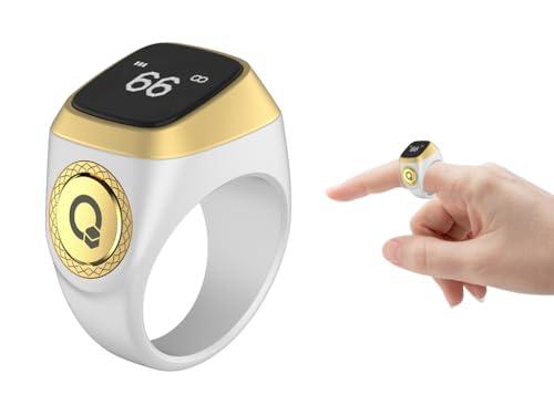 Hitopin Anello Tasbih Intelligente, Contatore di Anelli Islamici, Contatore Intelligente di Anelli, Contatore Digitale Musulmano di Anelli, Tasbih Contatore Intelligente di Anelli (Bianco,20mm)