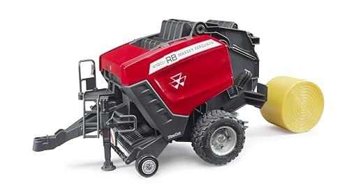 bruder 02039 - Massey Ferguson pressa per balle rotonde RB 4180 V - pressa per balle, mietitrice, fattoria, trattore, balle di paglia