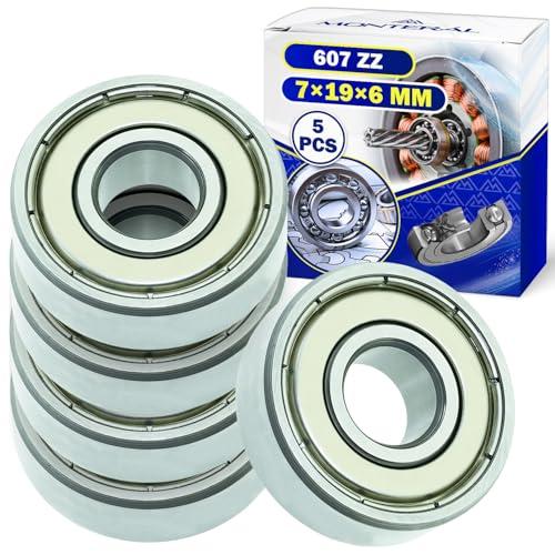 5 Pezzi Cuscinetti a Sfera 607 ZZ per il Motore con Dimensione 7x19x6 mm - MONTERAL