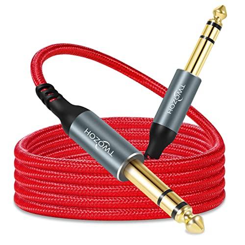 Twozoh Cavo Jack 6.35mm Stereo 1M, Intrecciato Cavo Jack 6.35mm a 6.35mm TRS Maschio a Maschio (Profesional/Hifi)