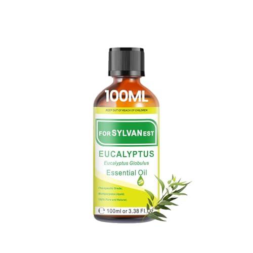 FORSYLVANEST Olio Essenziale di Eucalipto 100ML 100% Puro Naturale Olio Non Diluido per Aromaterapia, Massaggio, SPA, Cura della Pelle, Capelli e Unghie, Bagni, Fai da Te