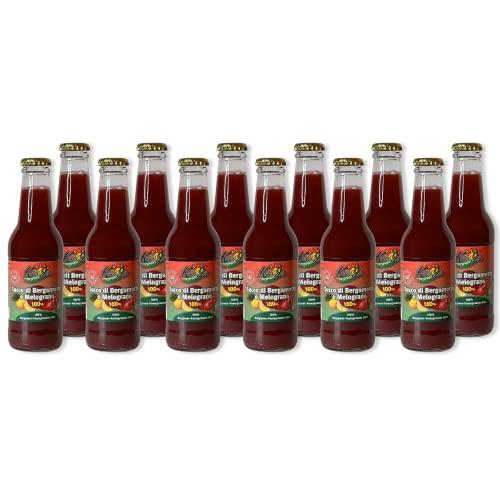 Spremuta Succo di Bergamotto e Melograno 12x 200ml – 100% Naturale Frutta Fresca di Stagione - Gusto Autentico - Prodotto Artigianale Alta Qualità Senza Additivi – Kalos Jero