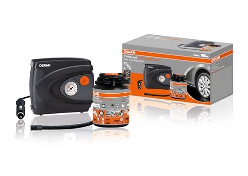 OSRAM TYREseal Kit Essential, sigillante per Pneumatici da 450 ml e gonfiatore analogico Premium per Pneumatici, TPMS Safe, Custodia Inclusa