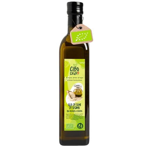 Olio di Sesamo Alimentare Spremuto a Freddo - 500ml. Olio di Semi di Sesamo Bio non Tostato da Usare Come Condimento o Per Massaggi. Organic Sesame Oil.