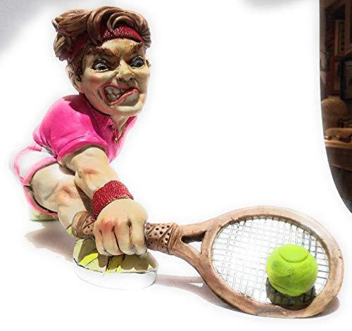 Caricatura IL GIOCATORE DI TENNIS mestiere professione sport in resina e alabastro dipinta a mano