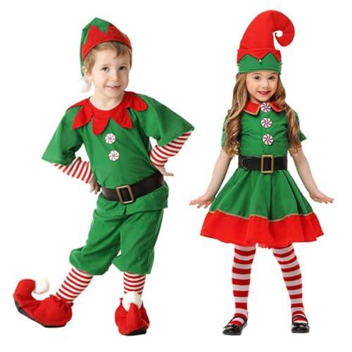 Generico Costume da elfo per bambini, vestito, piccolo aiutante di Babbo, folletto, fata, costume di Natale
