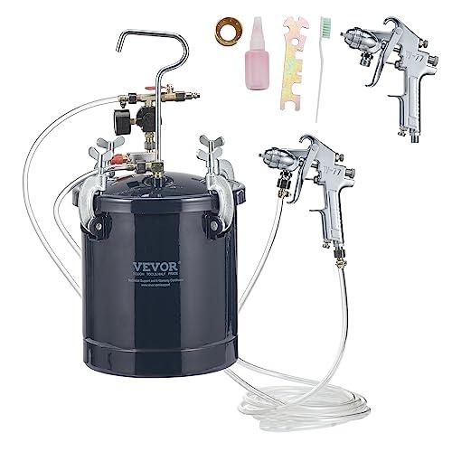 VEVOR Serbatoio Spruzzatore di Vernice 2 Pistole Alimentazione a Pressione Regolabile tra 0-4,1 bar, Spruzzatore per Verniciatura Pistola Doppia 1,5mm+4mm Serbatoio da 10L, Serbatoio a Spruzzo Vernice