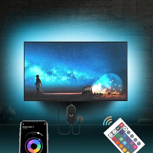 Retroilluminazione a LED per TV, striscia LED Bluetooth da 2 m/3 m/4 m, controllabile tramite app, illuminazione a LED USB, per televisori da 40 a 75 pollici, monitor PC [classe energetica A+]