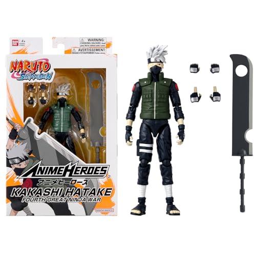 Bandai - Anime Heroes - Naruto Shippuden - Figurina Manga Anime heroes 17 cm - Kakashi Hatake (Quarta Grande Guerra Ninja) - Figurina Kakashi articolata - Giocattolo per bambini 4 anni e + - 36963