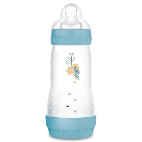 MAM Biberon Easy Start Anticoliche per Bambini di 4+ Mesi, 320 ml con Tettarella Flusso 3 per 4+ mesi in Silicone SkinSoft, Bio-circolare, Azzurro