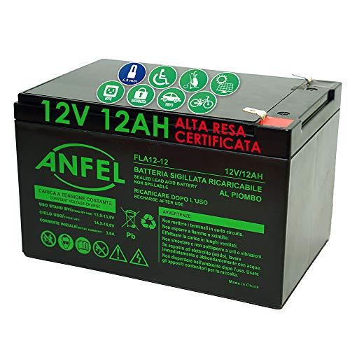 BATTERIA AL PIOMBO 12V 12AH RICARICABILE BICI ELETTRICHE, GRUPPI DI CONTINUITA' COMPATIBILE PEG PEREGO