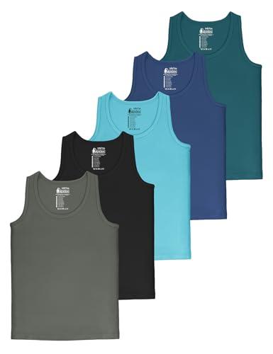 ALPIDEX Set di 5 Canotti Ragazzi Biancheria Canottiere Intima 100% Cotone Bambini Basic Canotta, Taglia:128-134 (8-9 Anni), Colore:Storm