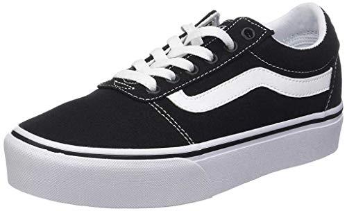 Vans Ward Platform Canvas - Scarpe da Ginnastica Basse Donna, Nero ((Canvas) Black/White 187)