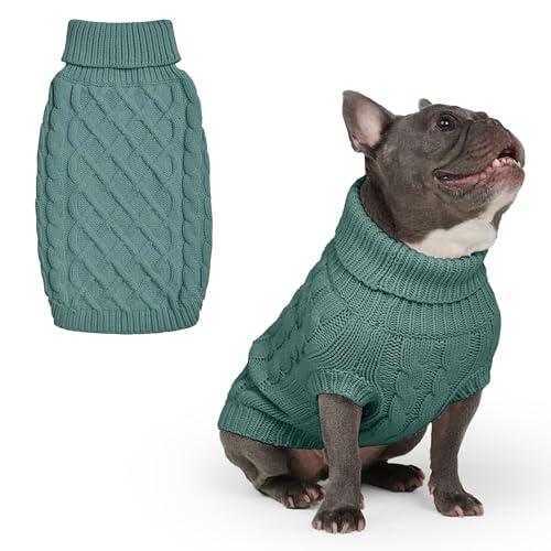 Spark Paws Maglione lavorato a maglia per cani di taglia piccola, media e grande, maglione invernale lavorato a maglia a maglia per il freddo, maglia a treccia verde pino, XL)