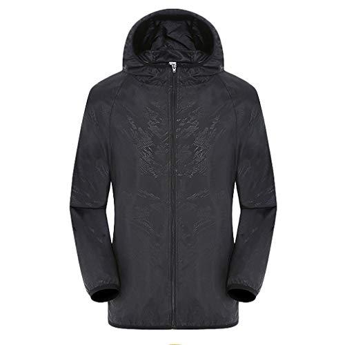 GXYANiaoy Impermeabile Giacca - Uomo Donna Leggero Traspirante Cappotto con Cappuccio Comodi Impermeabile Giacca a Vento Morbida Moda con Tasche Abbigliamento per Pesca Ciclismo, Nero, L