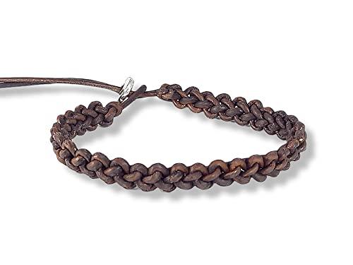 Bracciale uomo in cuoio grezzo intrecciato a mano - Regolabile - Testa di Moro