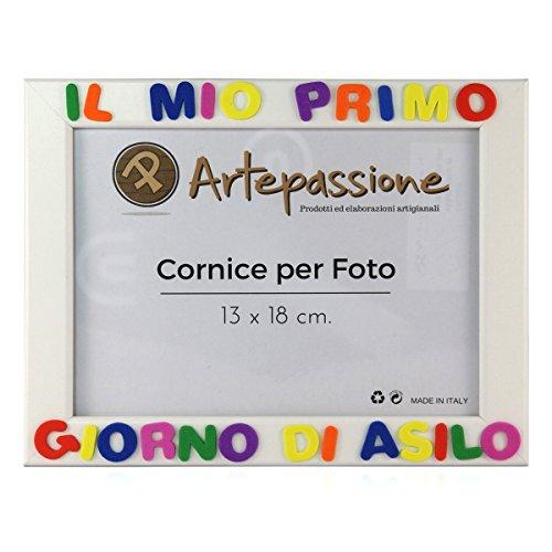 Cornici per Foto in Legno con la Scritta Il Mio Primo Giorno Di Asilo, da Appoggiare o Appendere, Misura 13x18 cm Bianca. Ideale per Regalo e Ricordo. (Asilo)