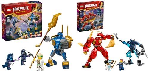 LEGO NINJAGO Mech Elemento Fuoco di Kai, Giochi d'Azione per Bambini e Bambine da 7 Anni & NINJAGO Pack Mech da Battaglia di Jay, Giochi per Bambini e Bambine da 6 Anni in su
